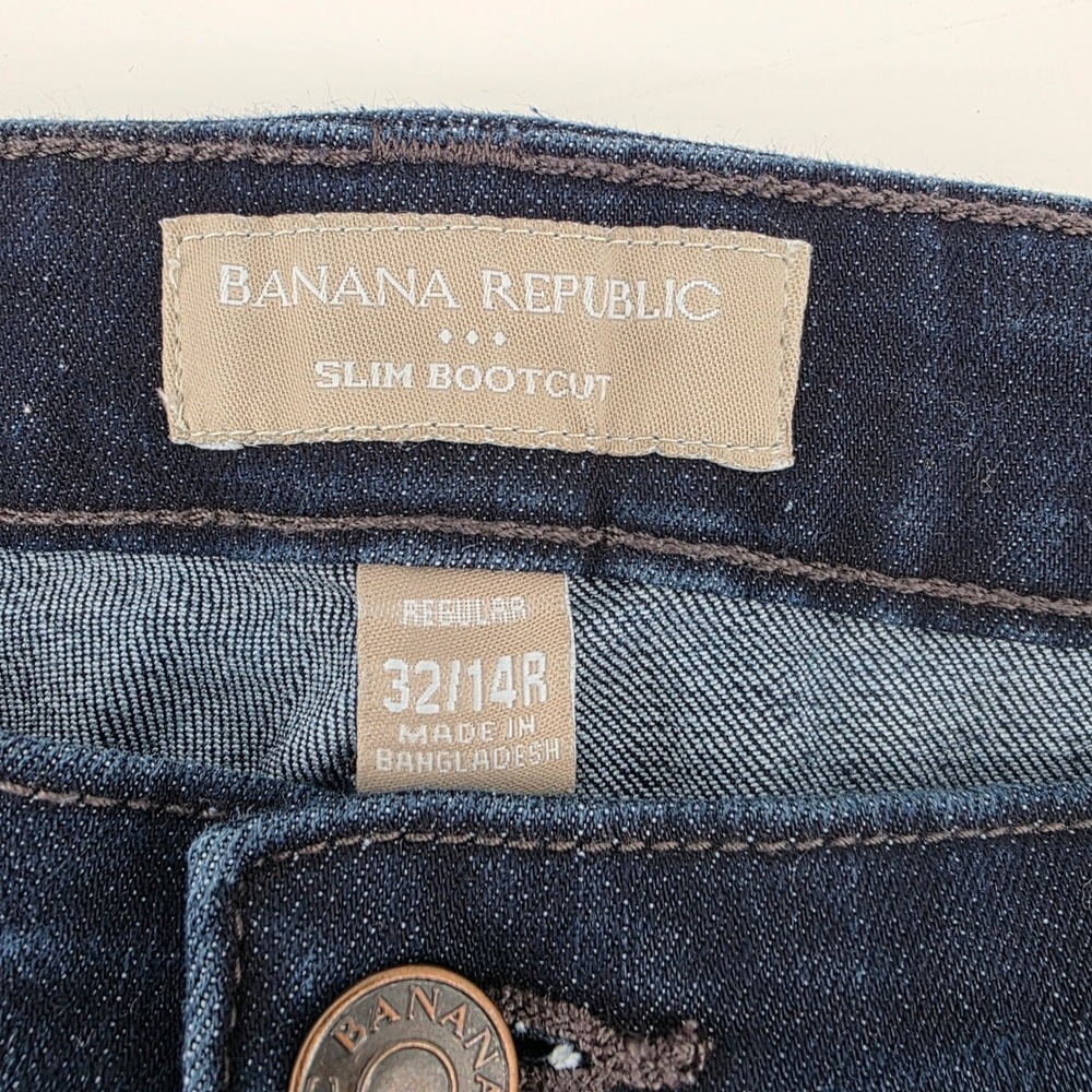 Banana Republic Slim Bootcut Jeans Dark Wash Denim Womens 32/14R Regular - Picture 4 of 7